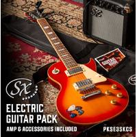 SX PKSE3SKCS Les Paul Style Electric Guitar 10 Watt Amp Bag/Strap/Lead/Pics Cherry Sunburst