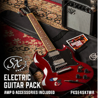 SX PKSE4SKTWR SG Style Electric Guitar 10 Watt Amp Bag/Strap/Lead Pics Transparent Wine Red