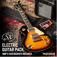 SX PKSE3SKVS Les Paul Style Electric Guitar 10 Watt Amp Bag/Strap/Lead/Pics Vintage Sunburst