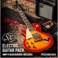 SX PKSE3SKLHCS Les Paul Style L/Hand Electric Gtr 10 Watt Amp Bag/Strap/Lead/Pics Cherry Sunburst