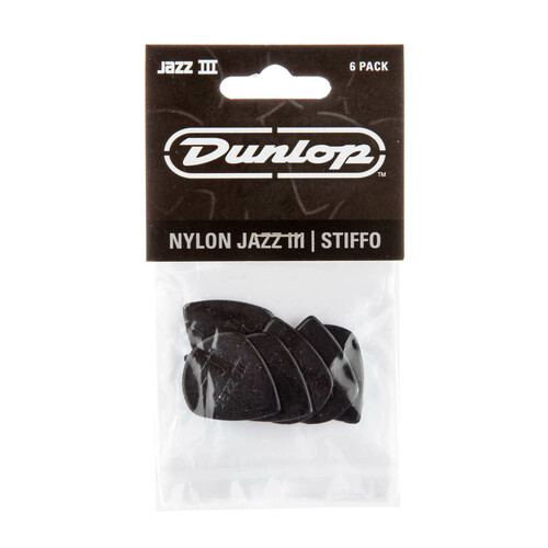 JIM DUNLOP PLECTRUMS JAZZ III Nylon Stiffo Players 6 Pack Picks