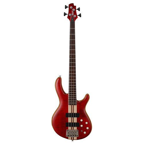 CORT A4 PLUS FMMH 4 String Electric Bass with Bartolini Pickups in Open Pore Black Cherry