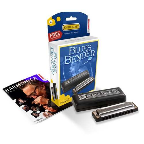 HOHNER 15-M58506XS Blues Bender Harmonica Large Pack Key of F 10 Holes 20 Reeds